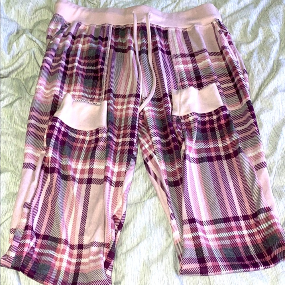 Pink plaid pj pants